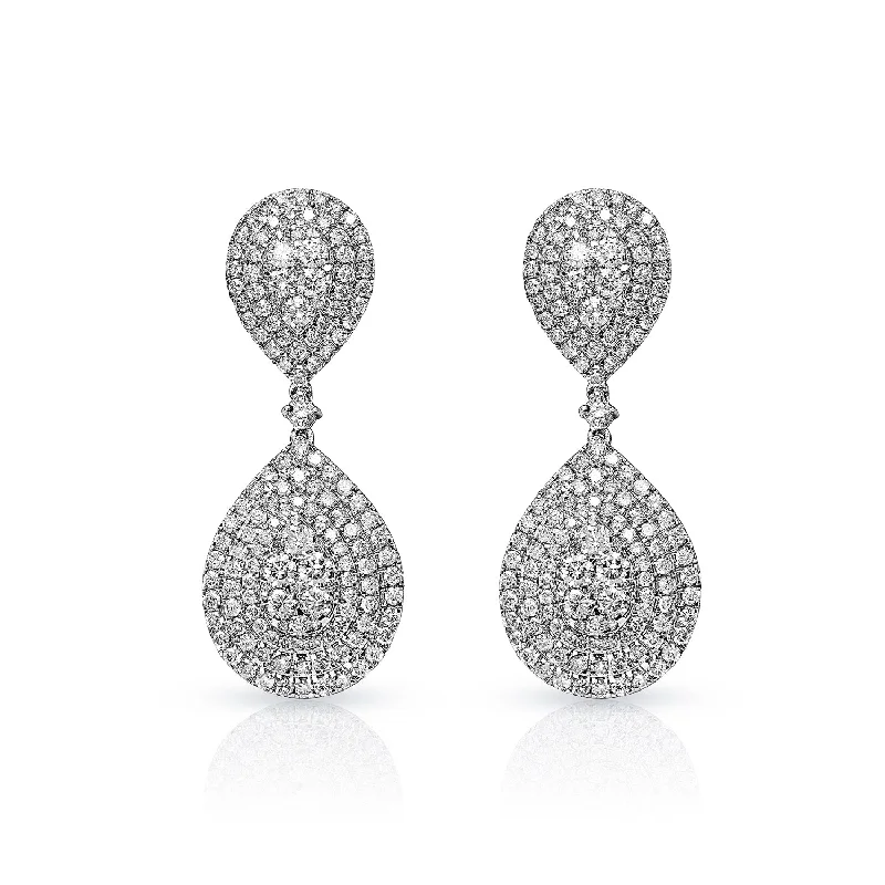 Slim pearl earrings-Clara 7 Carat Round Brilliant Diamond Teardrop Earrings for Ladies in 14k White Gold