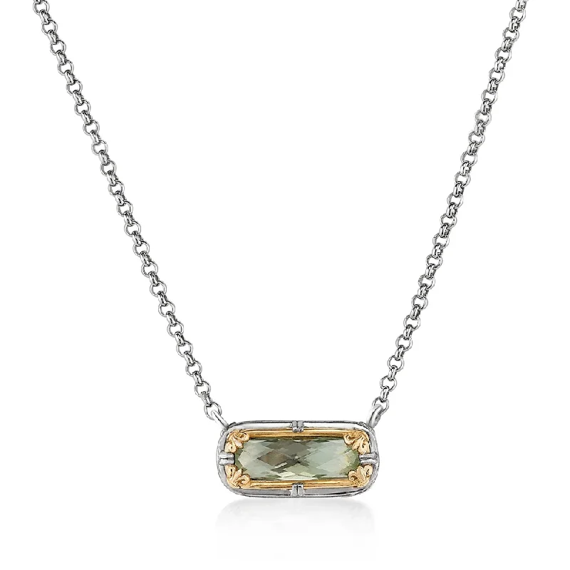 Tie-style necklaces-East-West Green Amethyst Necklace with 18k Gold Vermeil