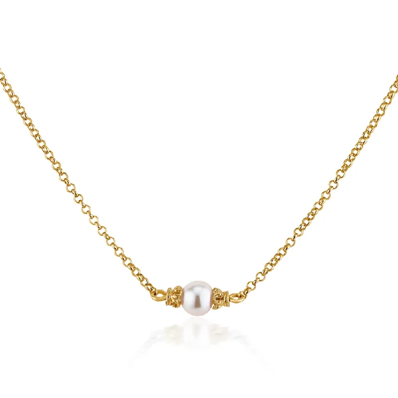 Raw braid necklaces-Floating Pearl Necklace in Gold