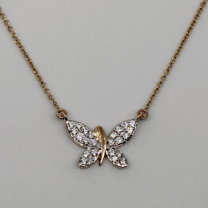 Etched disc necklaces-Butterfly Diamond Necklace | 0.19ctw | 16"