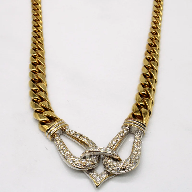 Bold gem necklaces-Diamond Buckle Necklace | 0.90ctw | 15" |