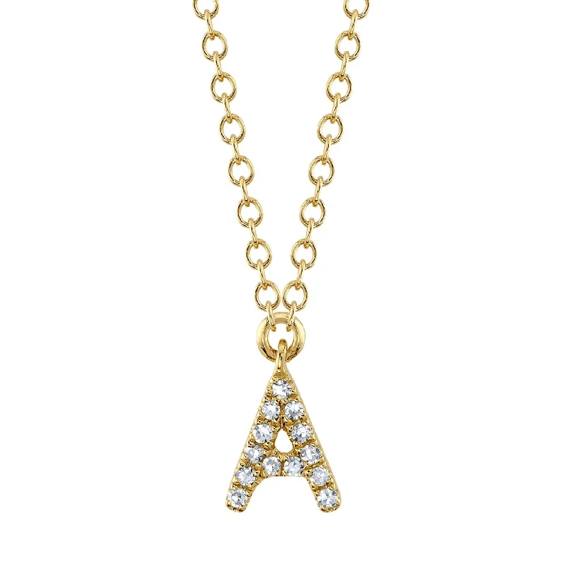 Sloped design necklaces-0.04CT DIAMOND NECKLACE - INITIAL A