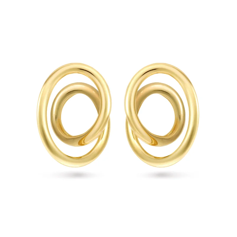 Sapphire stud earrings-Contour Large Yellow Gold Swirl Earrings