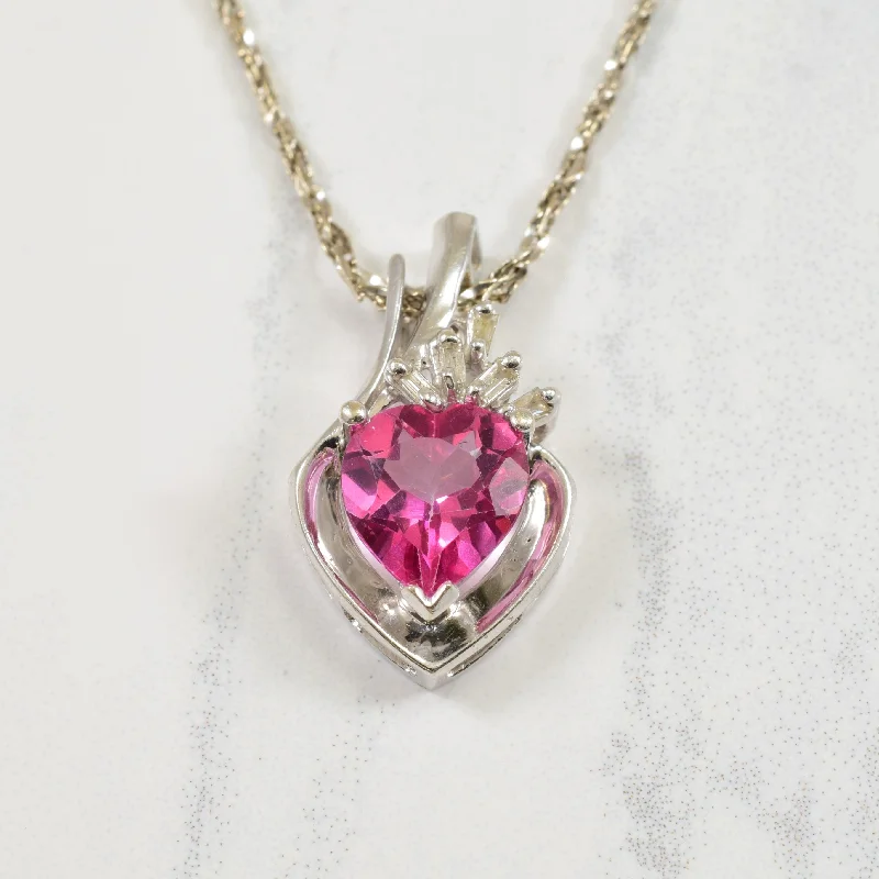 Petite charm necklaces-Pink Topaz & Diamond Necklaces | 0.05ctw, 2.00ct | 19" |