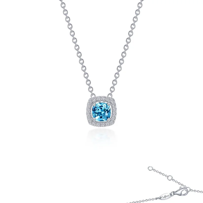 Classic locket necklaces-Lafonn Classic Cushion Blue Blue Topaz Necklace N0100BTP18