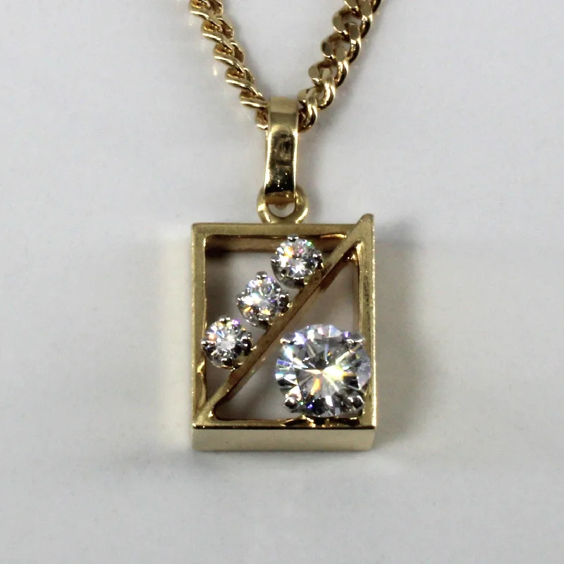 Tie-style necklaces-Diamond Pendant Curb Link Chain Necklace | 0.93ctw | 18"|