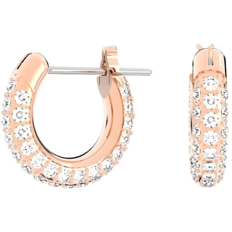 Plaited cord earrings-Swarovski Women's Earrings - Stone Rose Gold Tone Plated Metal Hoop Pierced | 5446008