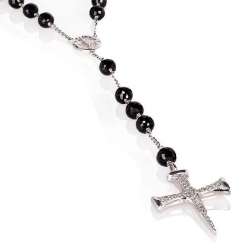 Tribal woven necklaces-Signature Diamond Rosary Necklace