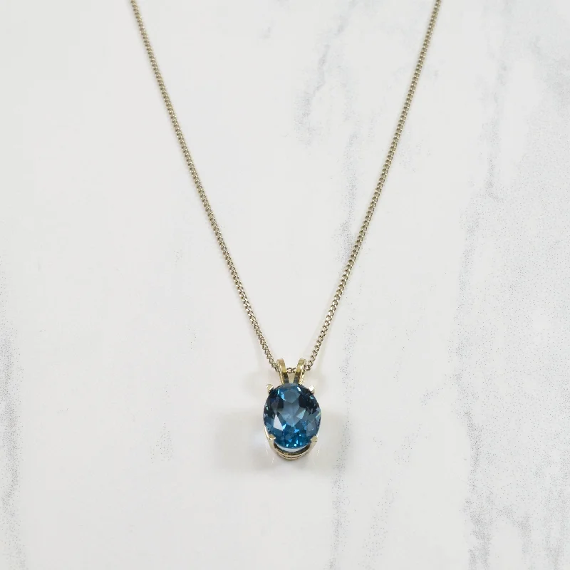 Raw braid necklaces-Oval London Blue Topaz Solitaire Necklace | 3.00ct | 19" |