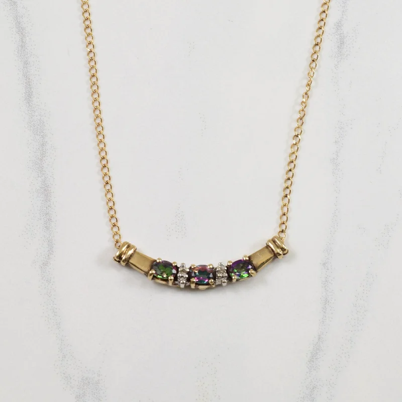 Stamped initial necklaces-Mystic Topaz & Diamond Necklace | 0.01ctw, 0.50ctw | 18" |