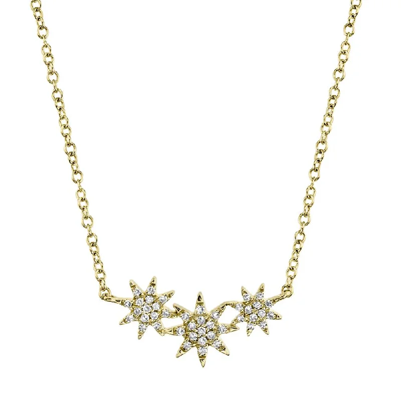 Stamped initial necklaces-CELESTE 0.09CT TRIPLE DIAMOND STAR PENDANT NECKLACE