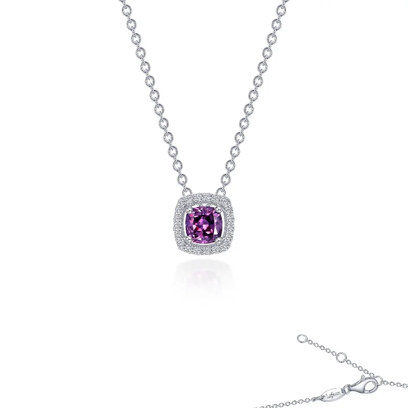 Fine silk necklaces-Lafonn Classic Cushion Amethyst Amethyst Necklace N0100AMP18