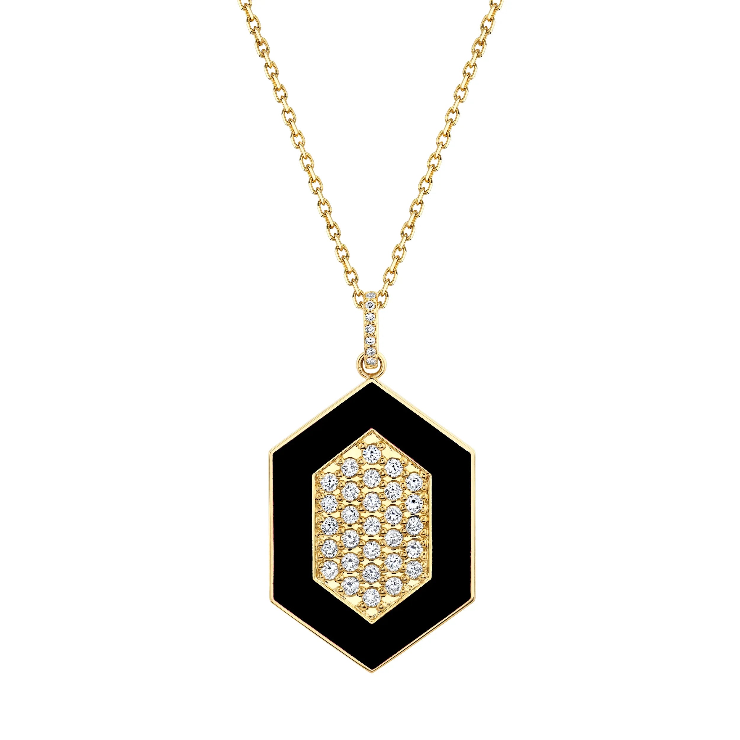 Strong clasp necklaces-Chroma Pavé Hexagon Pendant P491