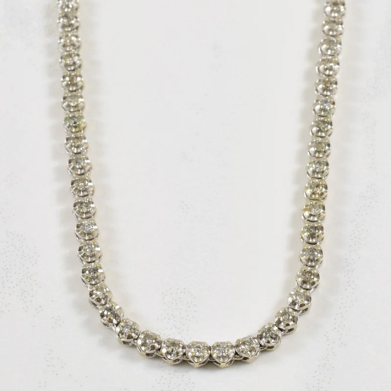 Sloped design necklaces-18k White Gold Diamond Necklace | 2.00ctw | 16.5" |