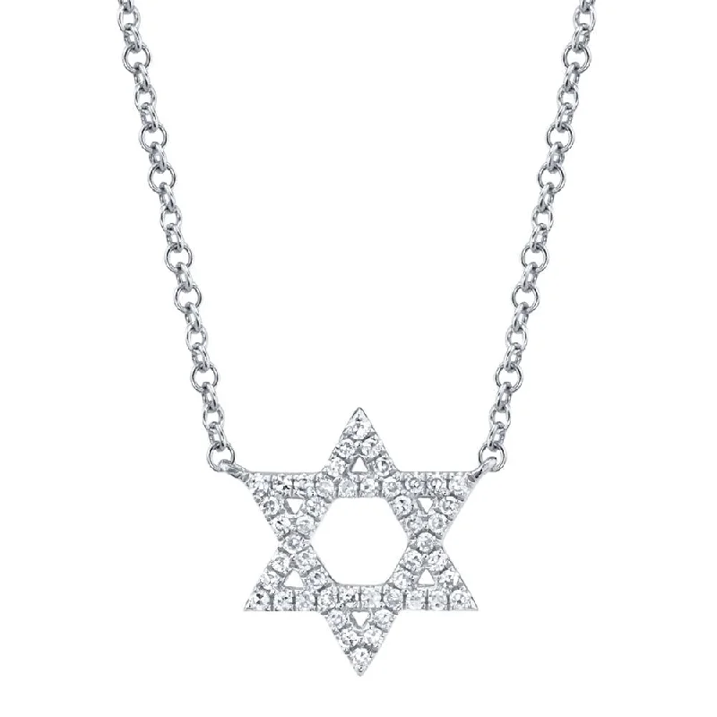 Bead strand necklaces-0.11CT DIAMOND STAR OF DAVID NECKLACE SC55005241