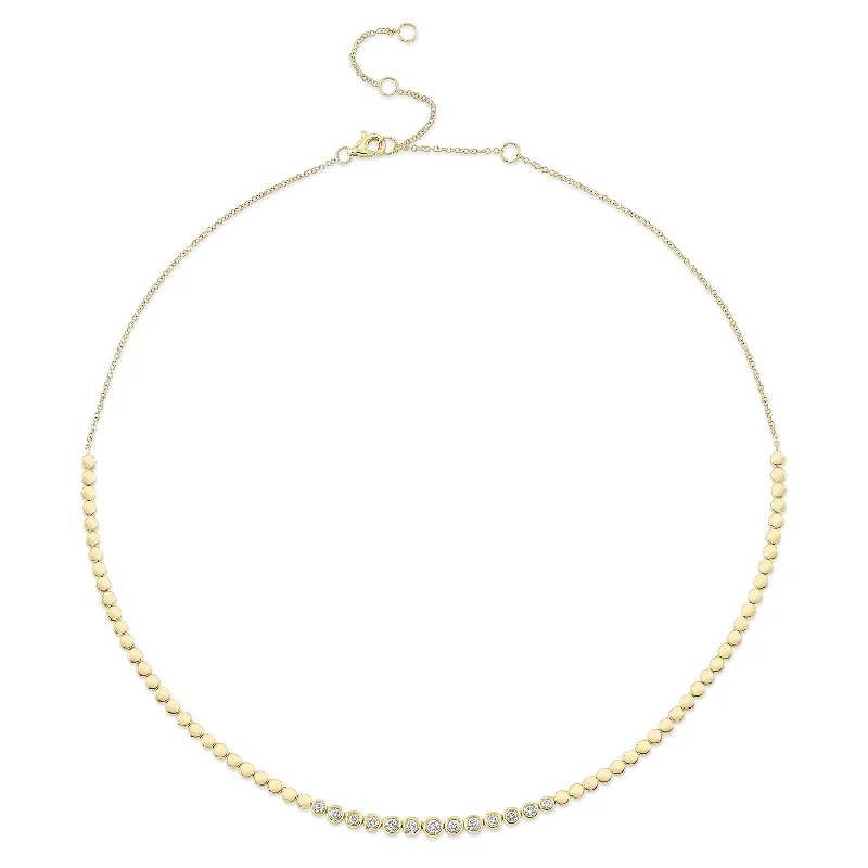 Stacked chain necklaces-0.46CT DIAMOND BEZEL NECKLACE