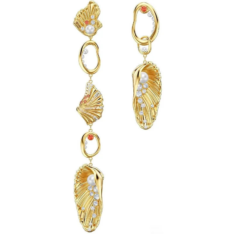 Peace eye earrings-Swarovski Women's Earrings - Shell Angel Yellow Gold Multicolored Crystal | 5520664