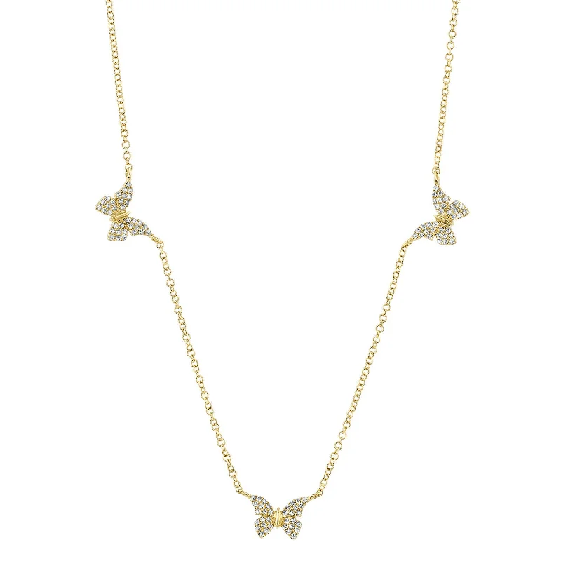 Celestial sign necklaces-0.23CT DIAMOND BUTTERFLY NECKLACE