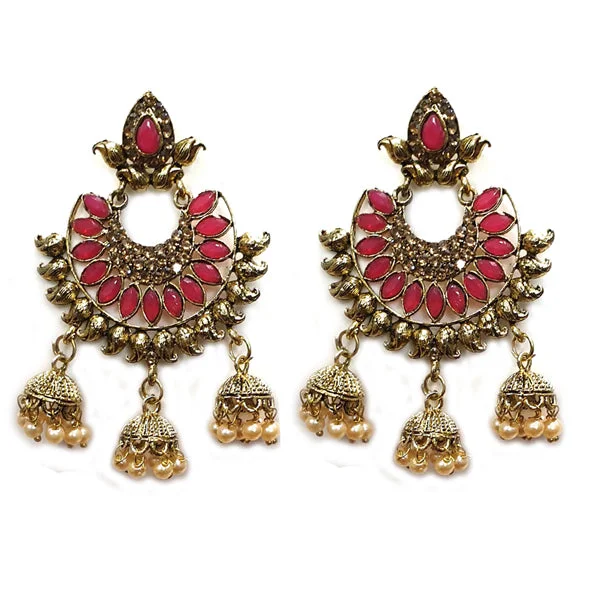 Pink gold earrings-Traditional Marriage Party Bridal Earring Bold Large and Heavy Eye Catching