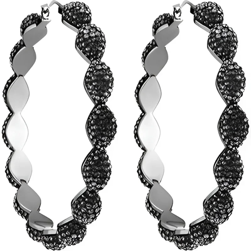 Stacked drop earrings-Swarovski Women's Hoop Pierced Earrings - Atelier Black Crystals Moselle | 5455694