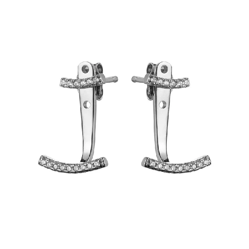 Slim pearl earrings-Silver Ear Jackets