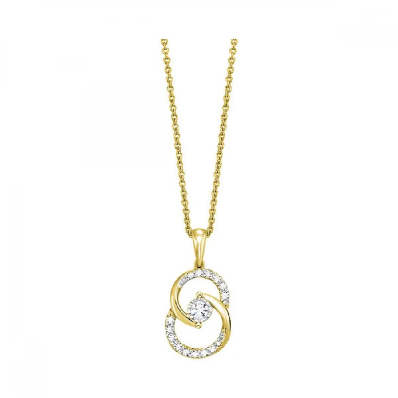 Tide wave necklaces-10K Yellow Gold 1/4cttw Diamond Pendant