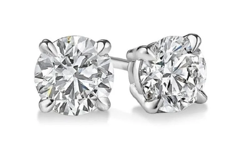 Sleek drop earrings-1 Carat Round Cut Stud Earrings F Color VS1 Clarity GIA Certified 3X