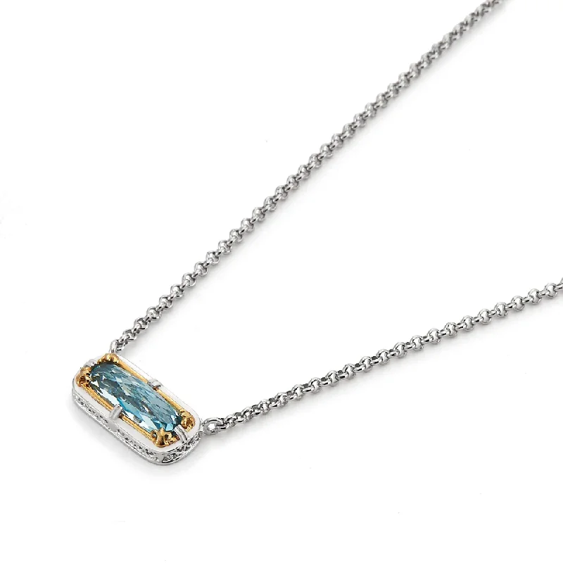 Oval drop necklaces-East-West Blue Topaz Necklace with 18k Gold Vermeil