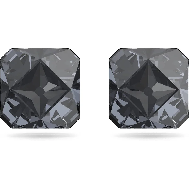 Vine style earrings-Swarovski Women's Stud Earrings - Chroma Grey Pyramid Cut Crystals | 5613723