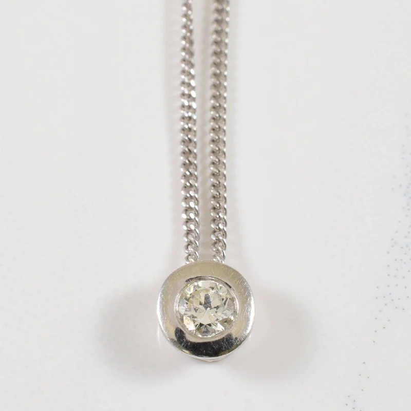 Flat knot necklaces-Bezel Set Diamond Necklace | 0.17ct | 18" |