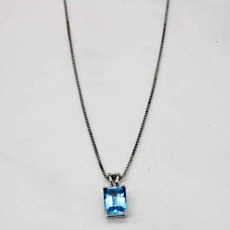 Crow feather necklaces-Blue Topaz Pendant & Necklace | 1.75ct | 18" |