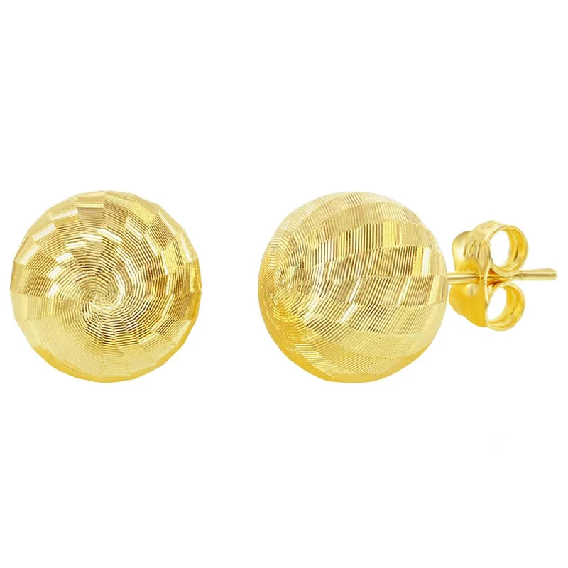 Dull brass earrings-Classic Gold+ Women's Earrings - 14K YG Diamond-Cut 10mm Bead Studs | 14A-122