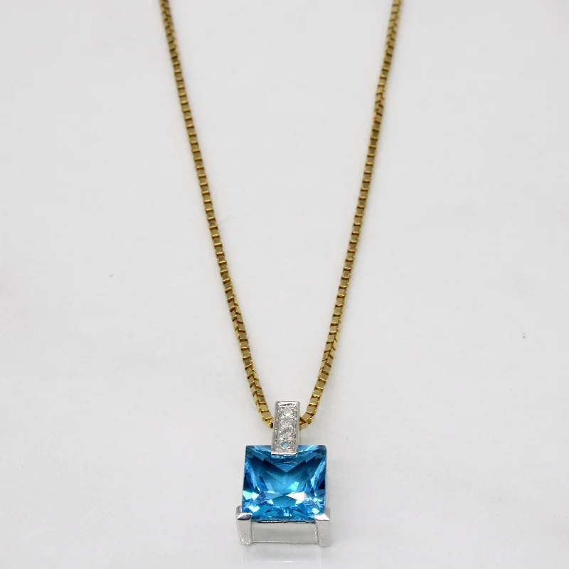 Flat gem necklaces-Topaz & Diamond Pendant & Necklace | 2.95ct, 0.02ctw | 20" |