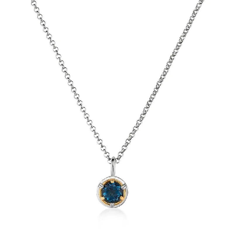 Celestial sign necklaces-Petite London Blue Topaz Necklace with 18k Gold Vermeil