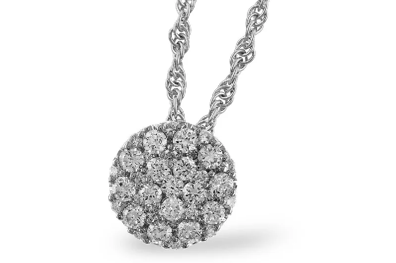 Broad collar necklaces-14K White Gold .25cttw Round Diamond Cluster Necklace