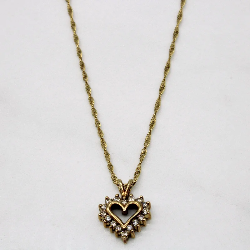 Vivid druzy necklaces-Diamond Heart Pendant & Necklace | 0.16ctw | 18" |