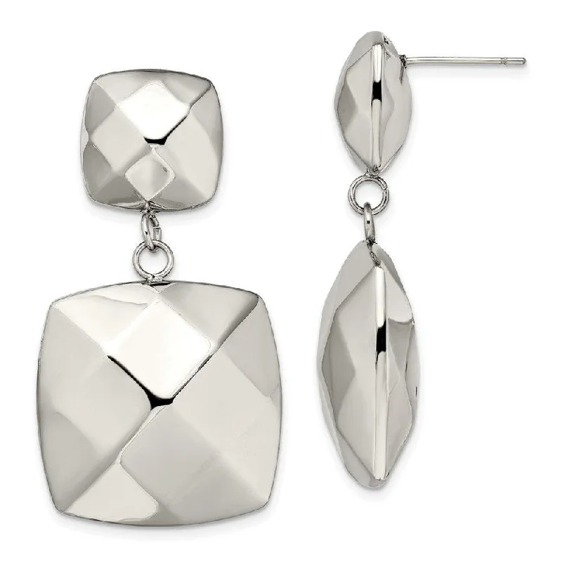 Star glow earrings-Stainless Steel Polished Hollow Squares Post Dangle Earrings