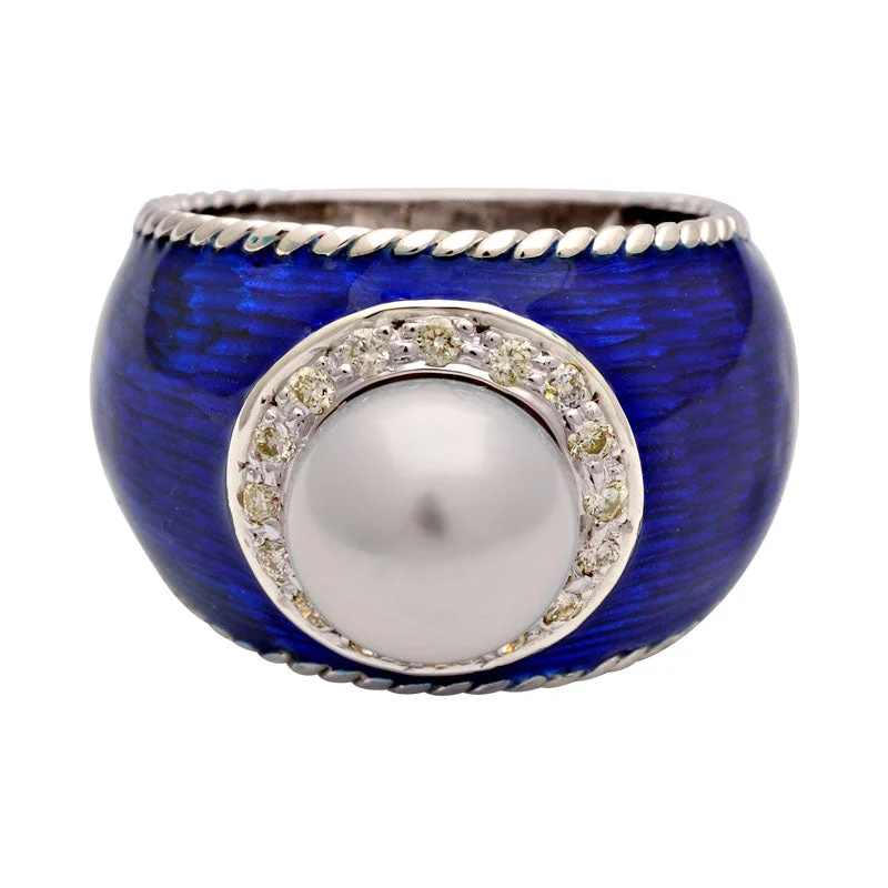 Ring-South Sea Pearl and Diamond (Enamel)