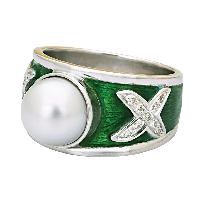 Ring-South Sea Pearl and Diamond (Enamel)