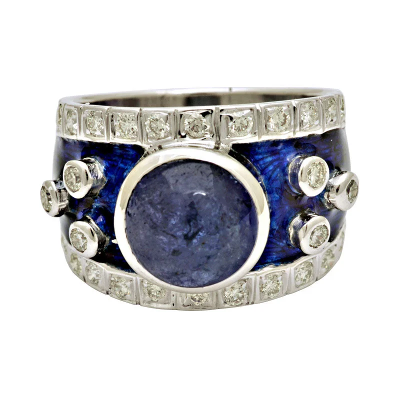 Ring-Tanzanite and Diamond (Enamel)