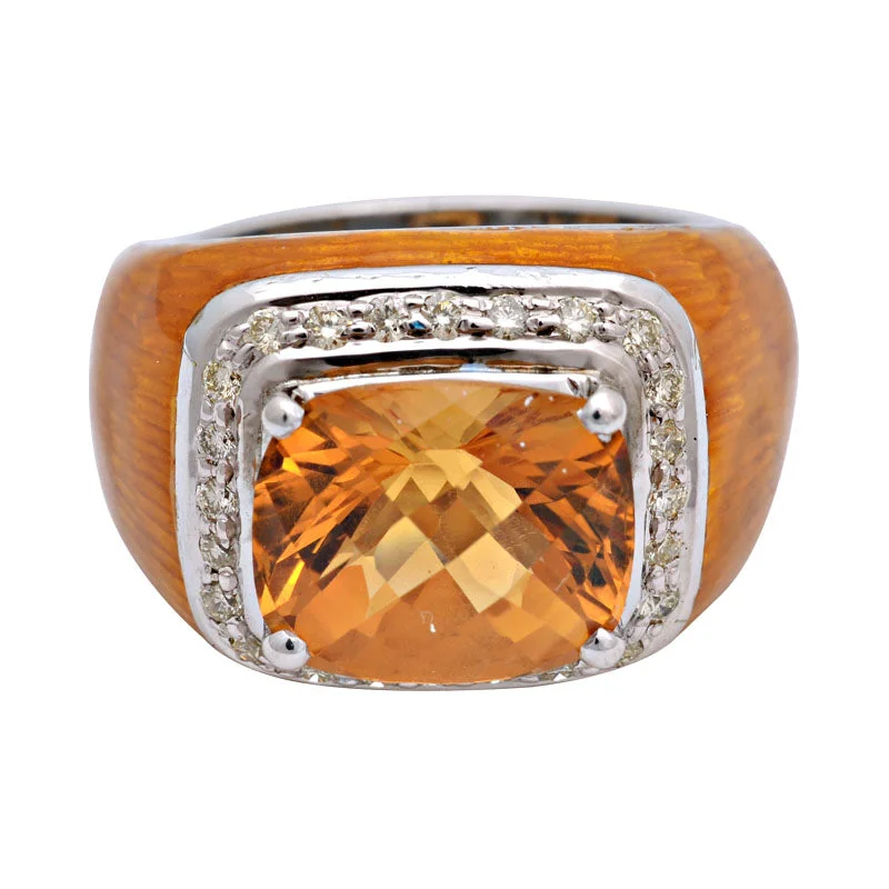 Ring-Citrine and Diamond (Enamel)