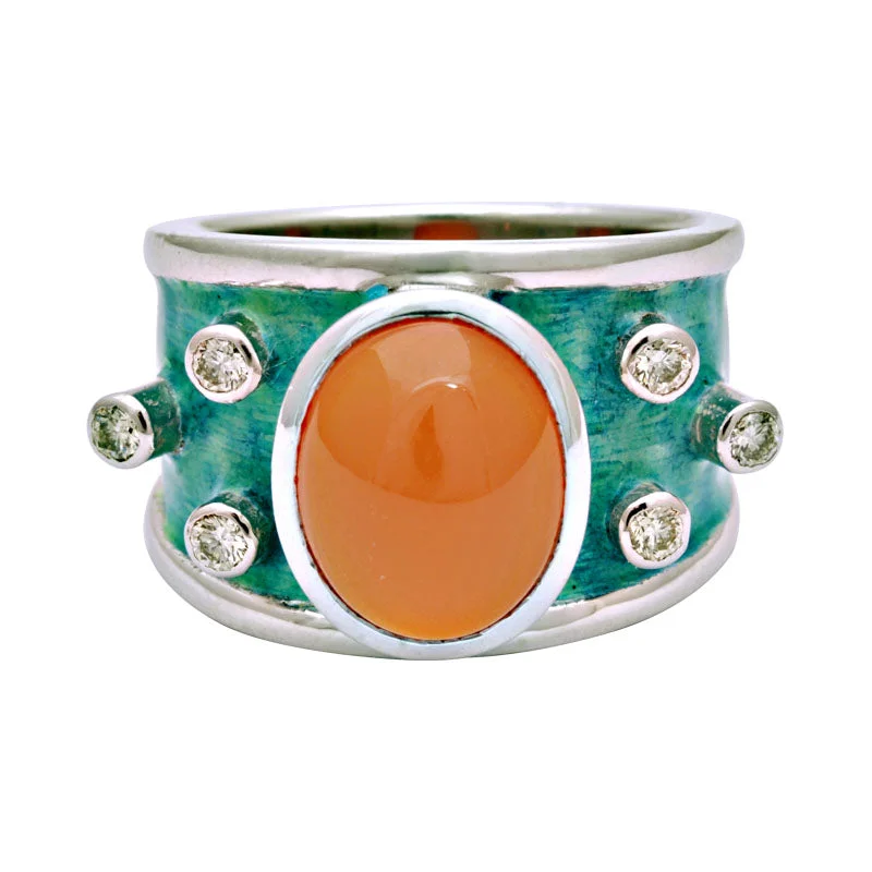 Ring-Cornelian and Diamond (Enamel)