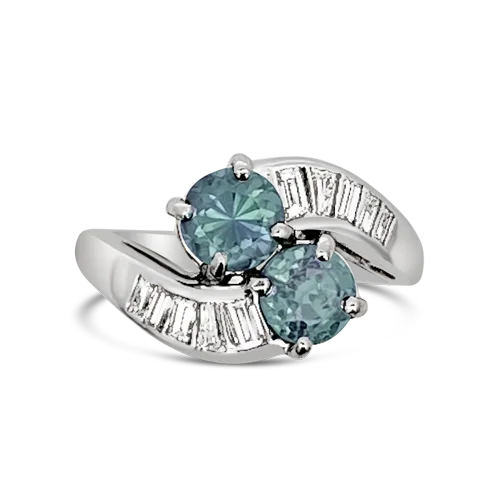 Green Sapphire & Diamond Estate Ring