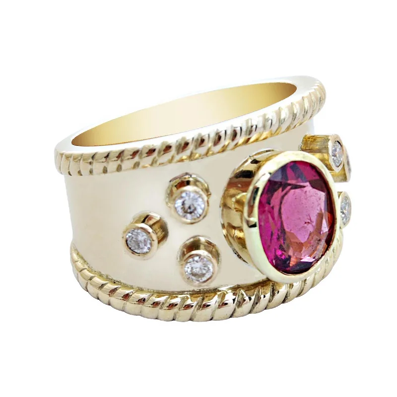 Ring-Rubellite and Diamond