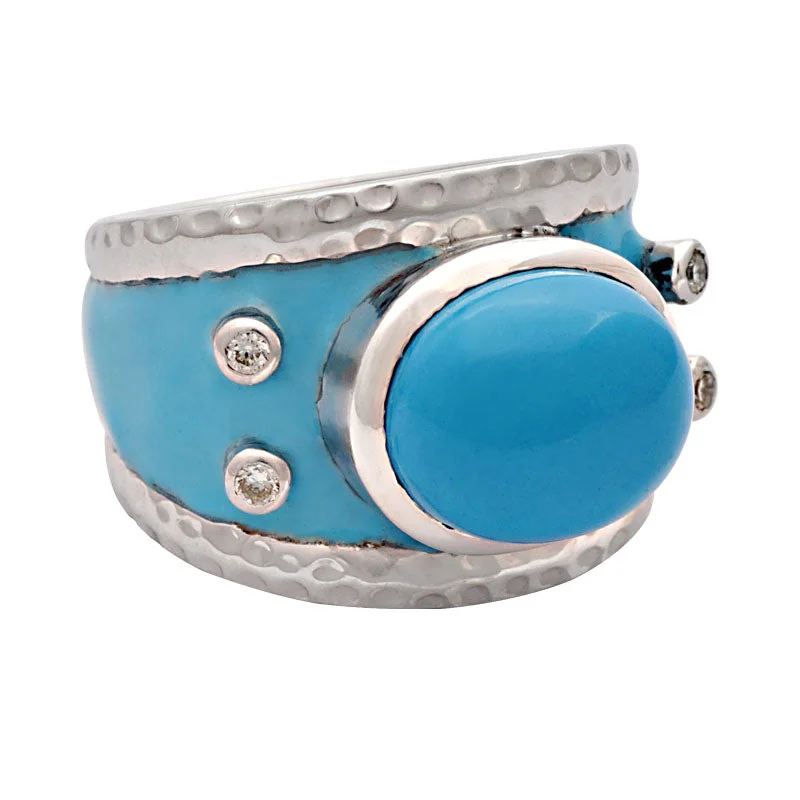 Ring-Turquoise and Diamond (Enamel)