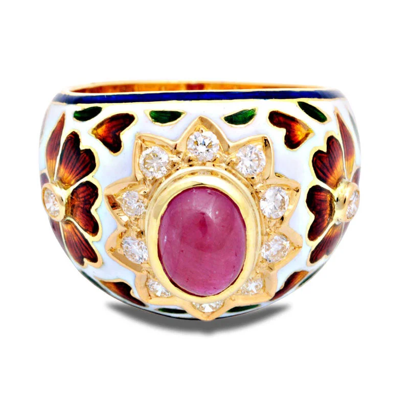 Ring-Ruby and Diamond (Enamel)