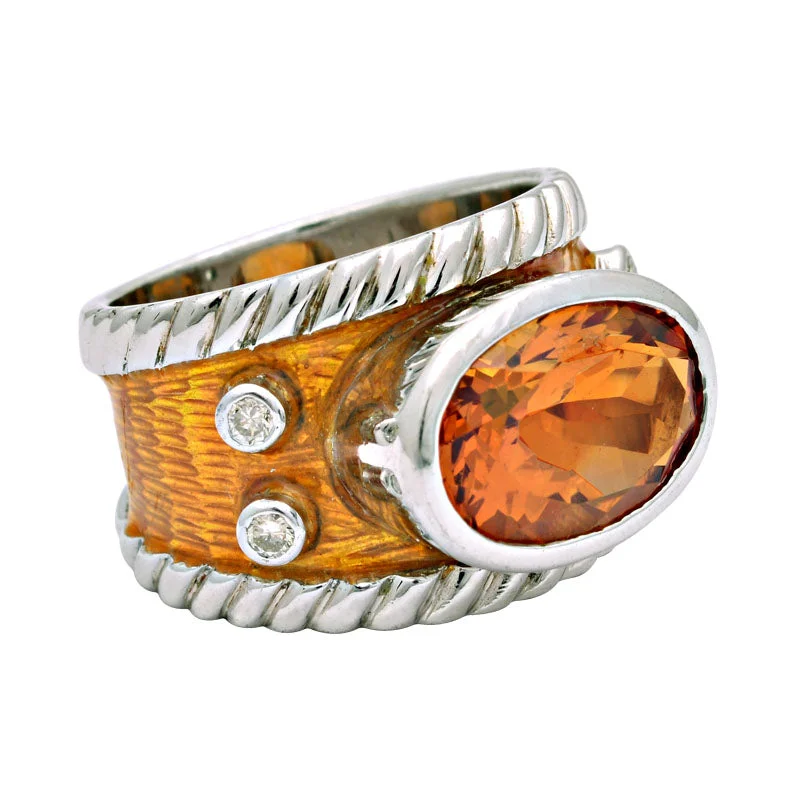 Ring-Citrine and Diamond (Enamel)