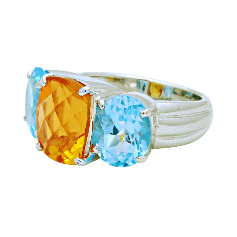 Ring-Blue Topaz and Citrine