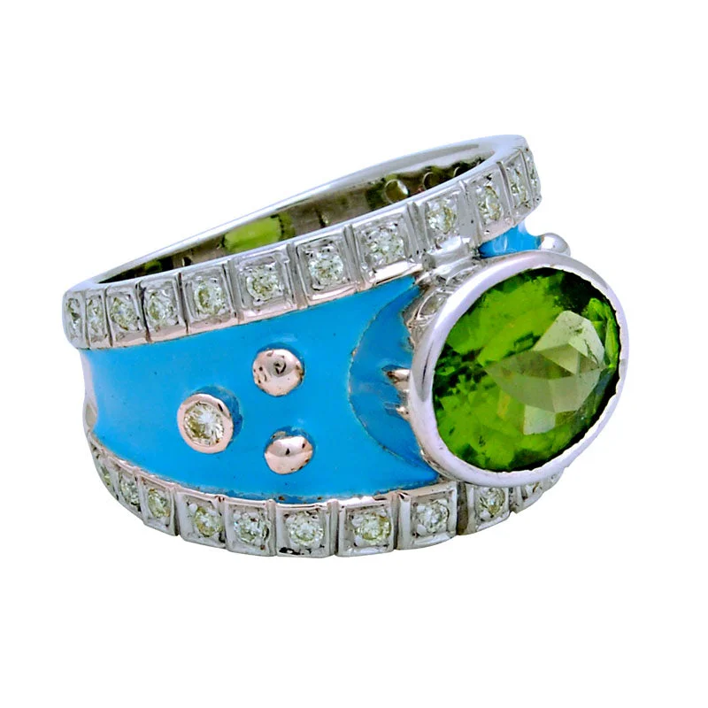 Ring-Peridot and Diamond (Enamel)