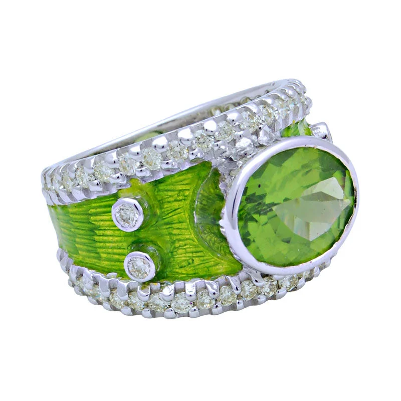 Ring-Peridot and Diamond (Enamel)